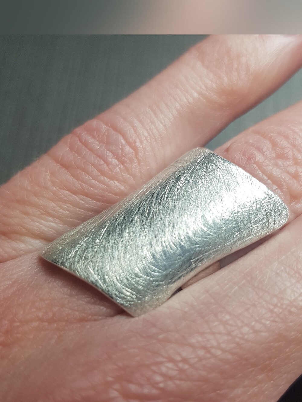 Sterling Silver Wide Band Ring - Modern Textured Design